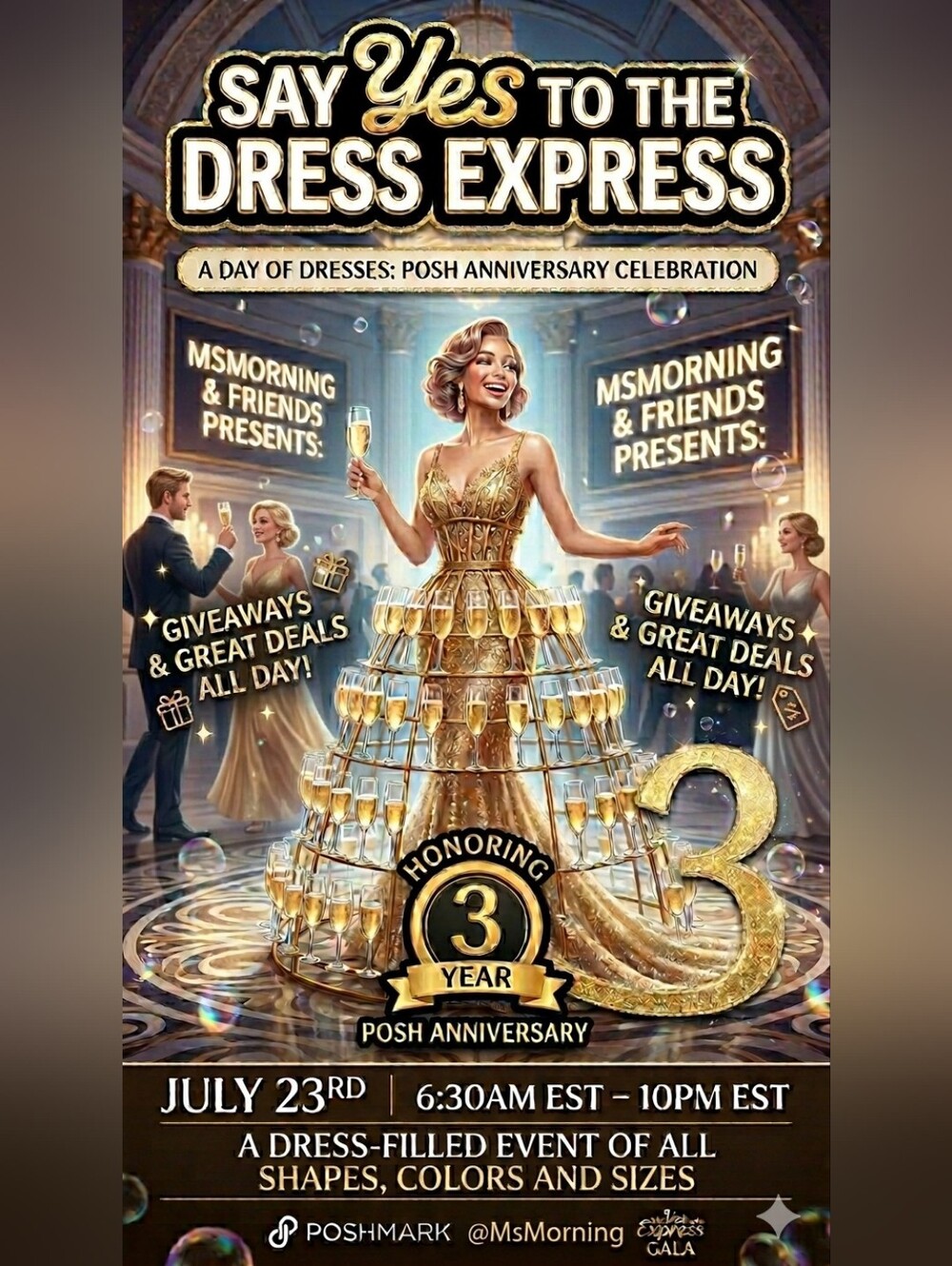 7/23 - 3 Year Poshiversary! Say Yes to the Dress Express TRAIN CELEBRATION!